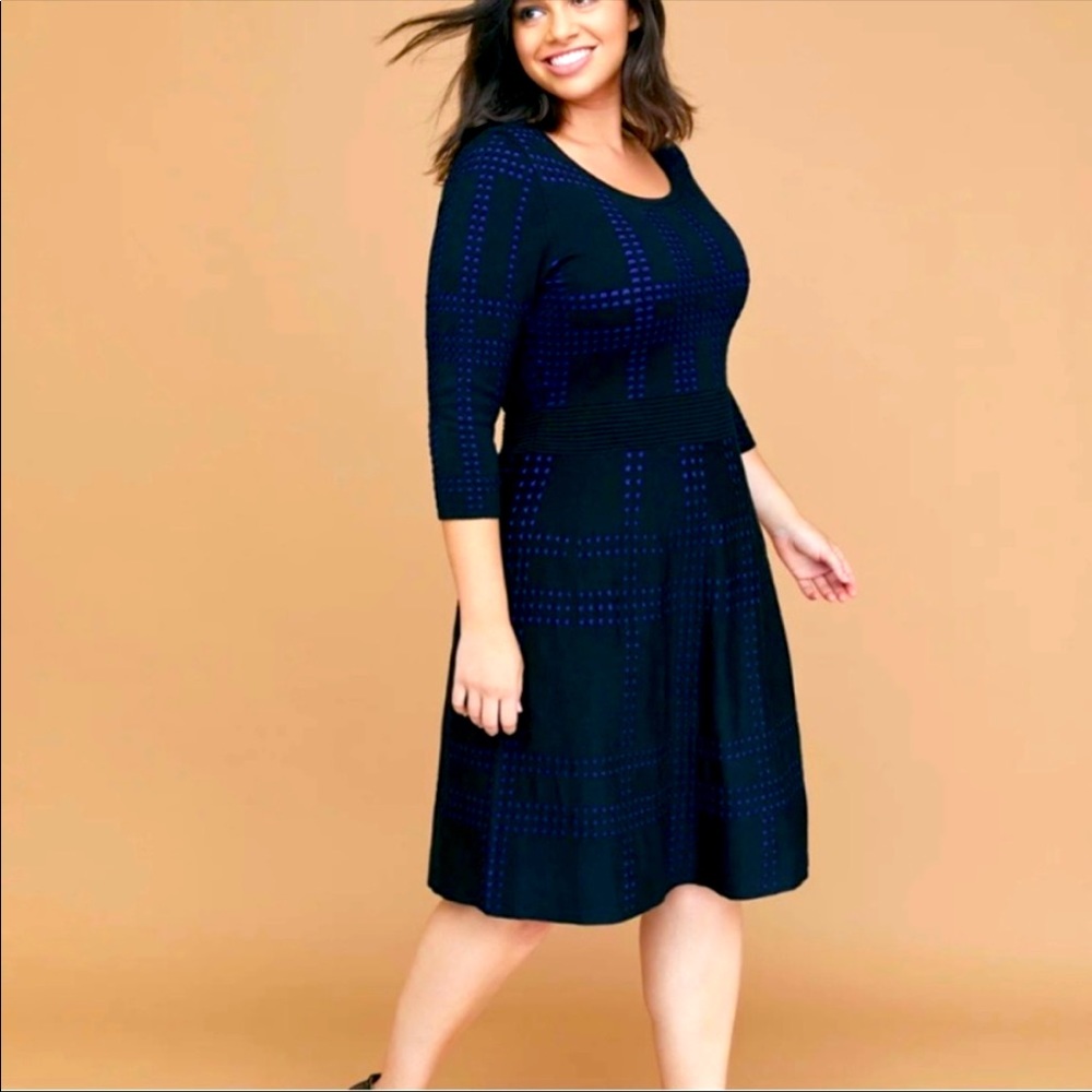 Lane Bryant Blue & Black Sweater Dress Size 18/20